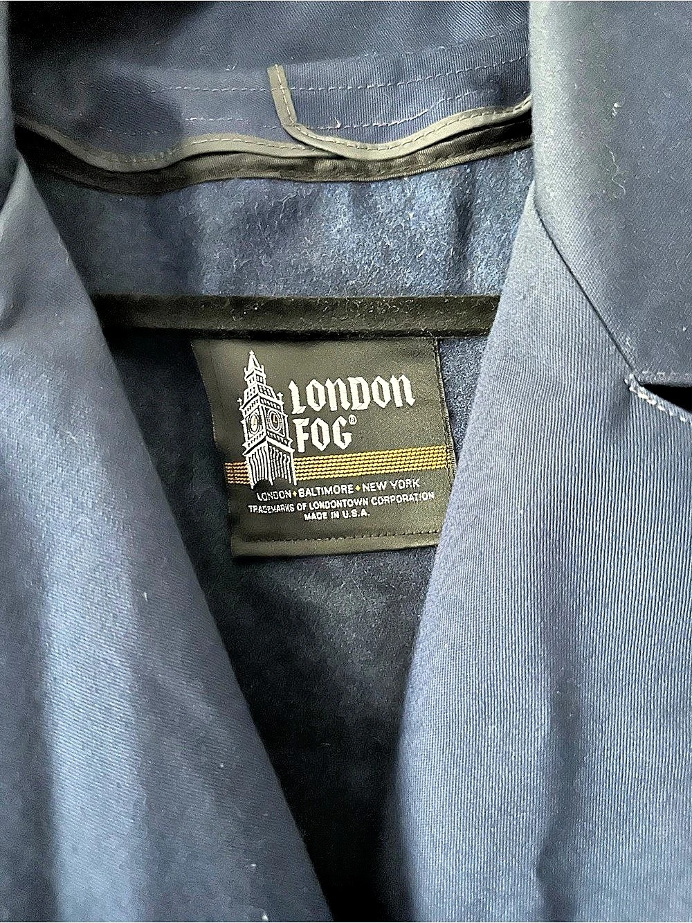 Vintage London Fog Navy Blue Double-Breasted Trench Coat w/ Zip-Out Liner Sz 14 - Picture 4 of 8
